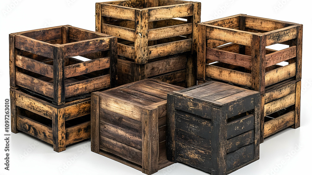 Rustic Wooden Crate Stack 3D Render Rustic Wooden Crate Stack 3D Render