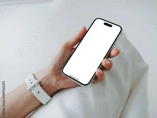 hand holding mobile phone concept image.