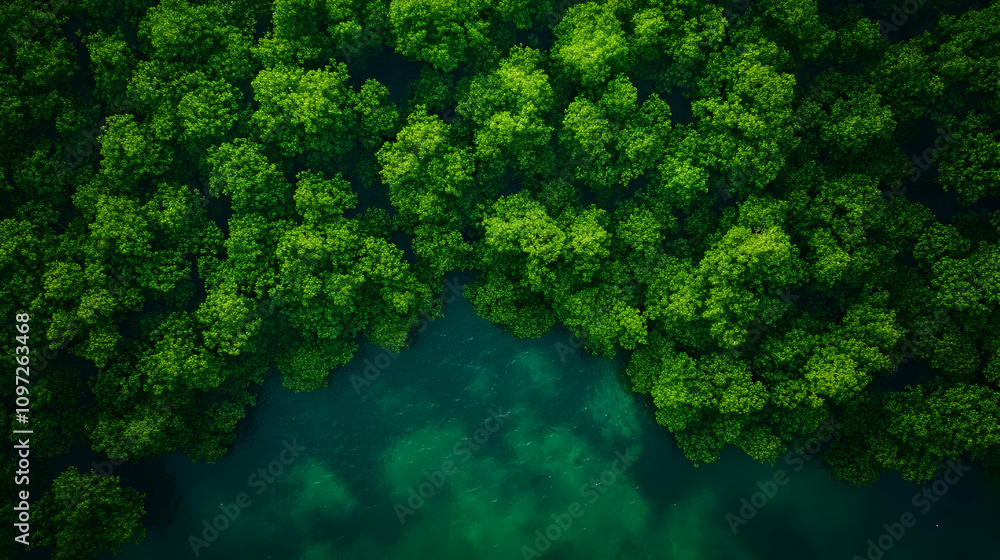 Aerial View Lush Green Mangrove Forest Aerial View Lush Green Mangrove Forest
