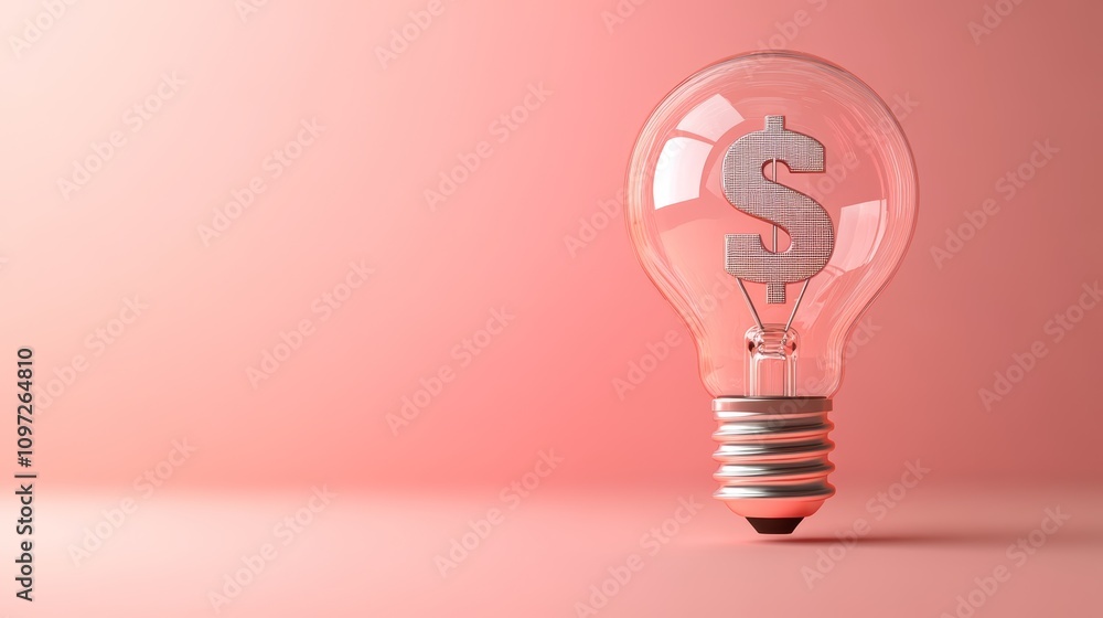 A light bulb with a dollar sign inside, on a pink background, representing the idea of making money. A light bulb with a dollar sign inside, on a pink background, representing the idea of making money.
