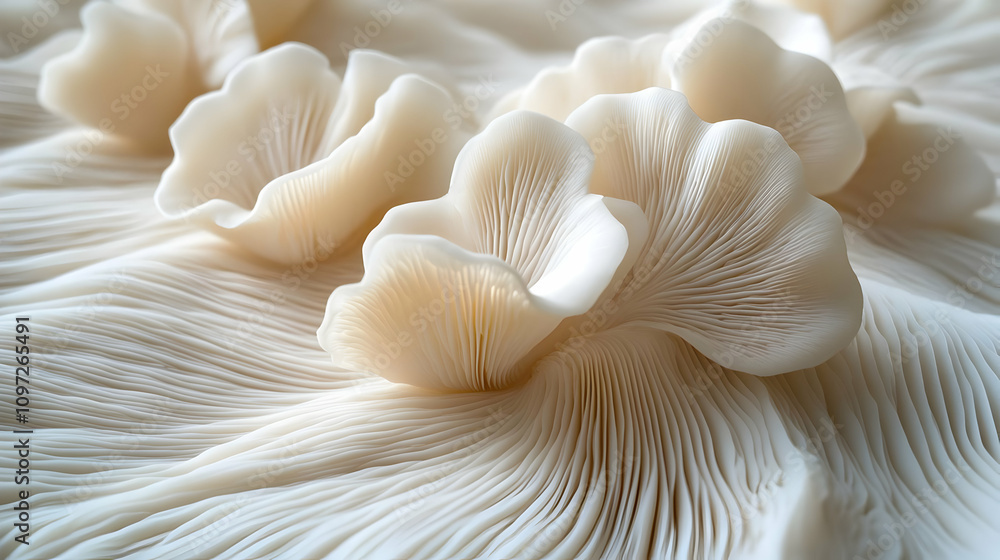 Close Up of White Oyster Mushroom Close Up of White Oyster Mushroom