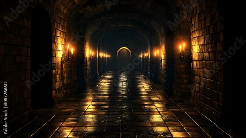 Medieval Castle Corridor 3D Render