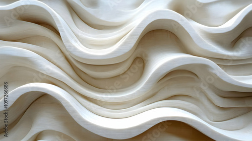 Abstract Wood Carving with Smooth Wavy Lines