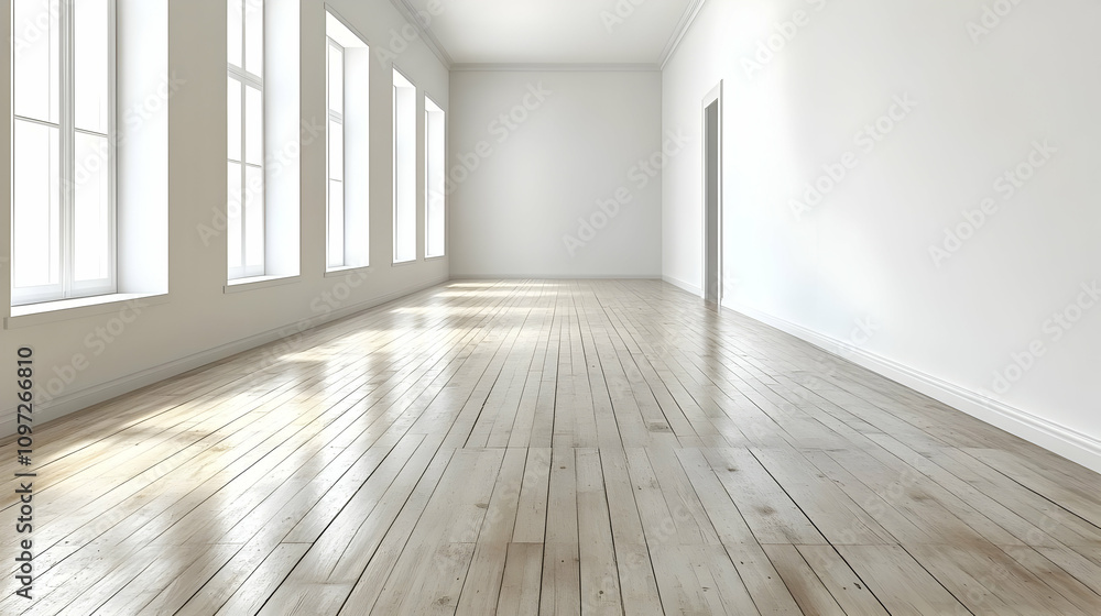 Empty Room with Wooden Floor 3D Illustration Empty Room with Wooden Floor 3D Illustration