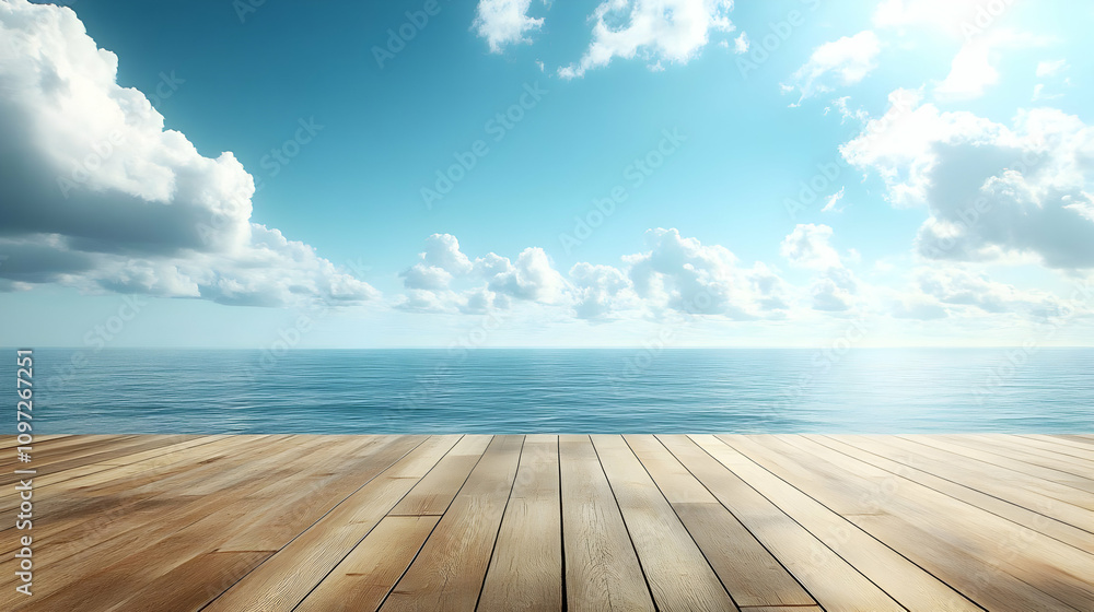 Ocean View Wooden Deck Background Illustration Ocean View Wooden Deck Background Illustration