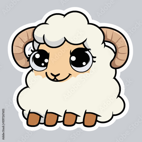 Adorable Cartoon Sheep Illustration with Big Friendly Eyes