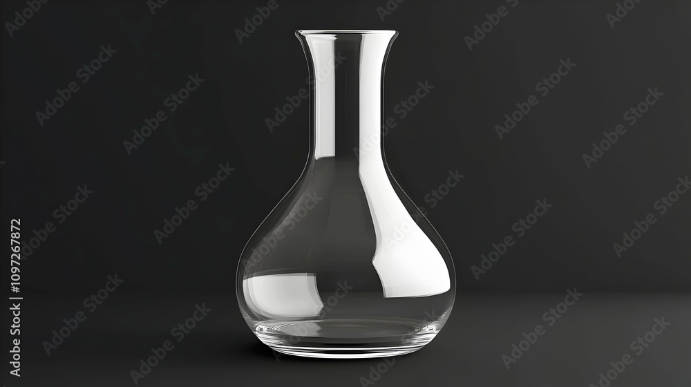 Empty clear glass decanter on dark background. Empty clear glass decanter on dark background.