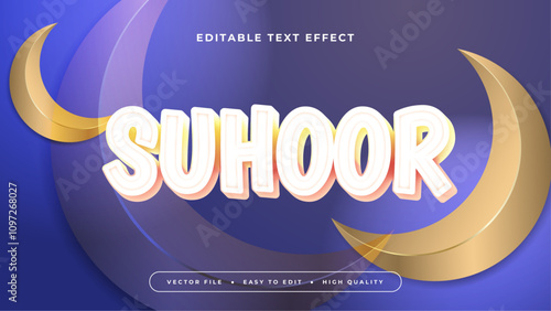 White Blue and Gold Suhoor 3d Editable Text Effect - Font Style