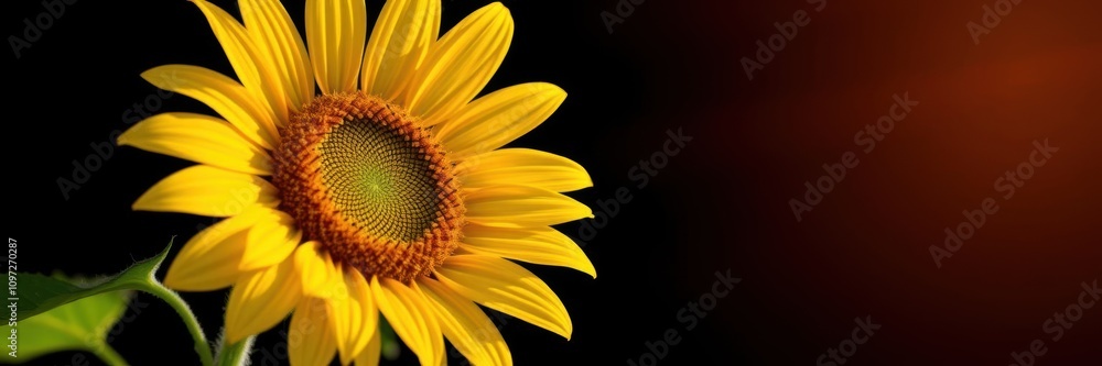 Closeup of vibrant sunflower with dark background, bloom, nature Closeup of vibrant sunflower with dark background, bloom, nature