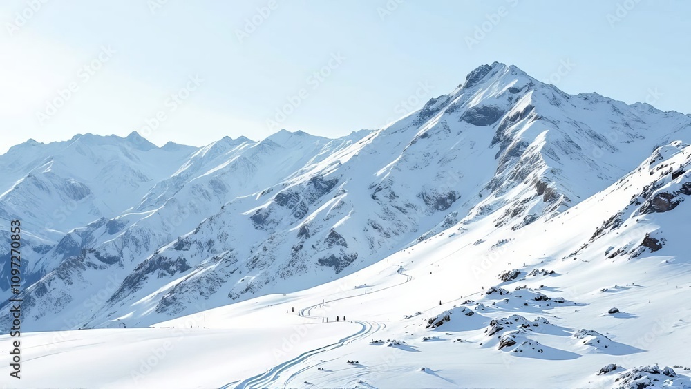 Fototapeta premium Ushuaia's winter landscape, Cerro Castor's stark beauty.
