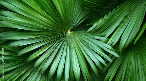 Lush Green Palm Leaves Background Image