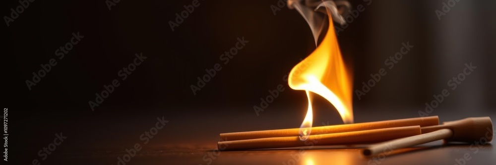 A close-up image of a burning aromatic incense smoky stick, perfect for meditation and relaxation with a beautiful aroma to enhance yoga practice, stress relief, incense A close-up image of a burning aromatic incense smoky stick, perfect for meditation and relaxation with a beautiful aroma to enhance yoga practice, stress relief, incense