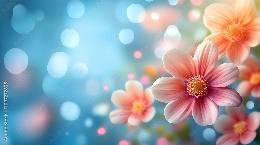 Fototapeta premium Floral Delight: Pink Flowers Background Illustration