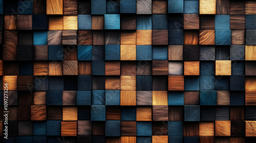 Fototapeta Naklejka Na Ścianę i Meble -  3D Wooden Cube Abstract Background