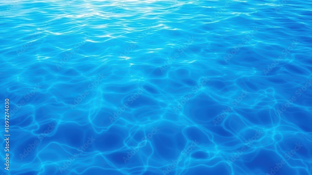 Obraz premium Seamless deep blue ocean waves with micro particles and light rays shining through, light rays, tranquil