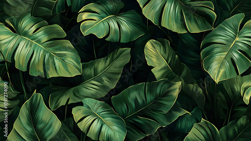 Wallpaper Mural Lush Tropical Leaf Illustration Background Torontodigital.ca