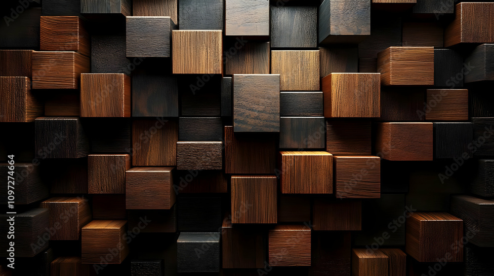 3D Wooden Cube Abstract Background 3D Wooden Cube Abstract Background