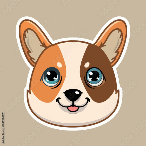 Adorable Cartoon Dog Face Illustration with Playful Charm