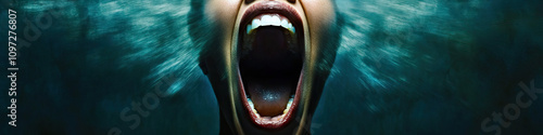 Echoes of the Silent Scream: A person's mouth open wide, echoing into an empty room. photo