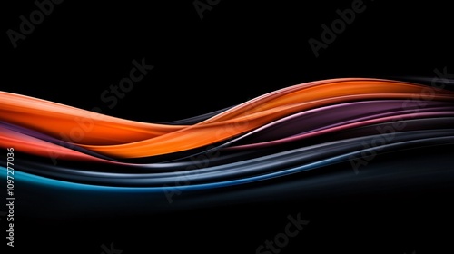 Wallpaper Mural Abstract colorful wavy lines on a black background Torontodigital.ca