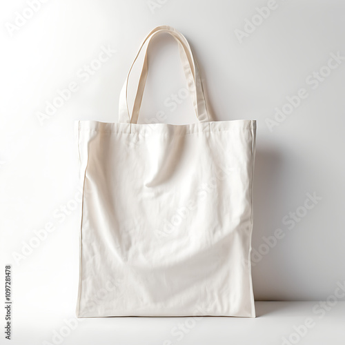 White Cotton eco bag, tote bag mock up Each one has a blank space, isolated on a white background, front view