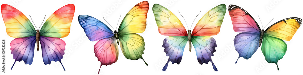 freedom harmony watercolor concept, A vibrant display of colorful butterflies showcasing various hues and patterns. freedom harmony watercolor concept, A vibrant display of colorful butterflies showcasing various hues and patterns.