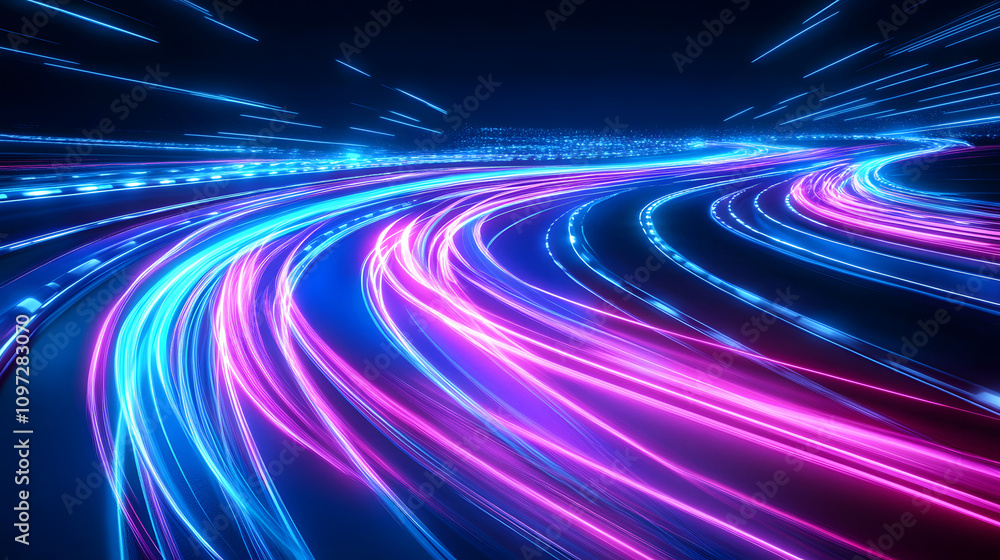 Dynamic Light Trails in a Futuristic Cityscape with Vibrant Colors and Motion Effects Dynamic Light Trails in a Futuristic Cityscape with Vibrant Colors and Motion Effects