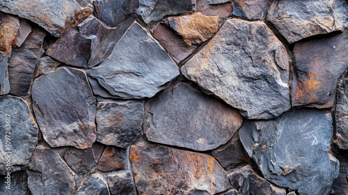 Detailed look at a stone wall, showcasing the rugged texture and diverse colors of the stones, forming a charming and organic backdrop