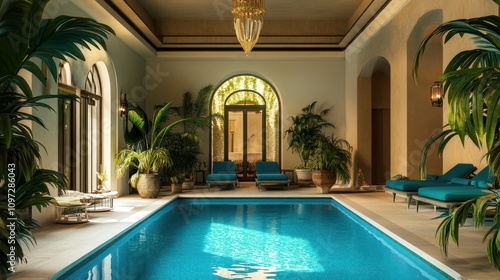 Wallpaper Mural Luxury Indoor Pool Oasis: Tranquil Escape in a Mediterranean Villa Torontodigital.ca