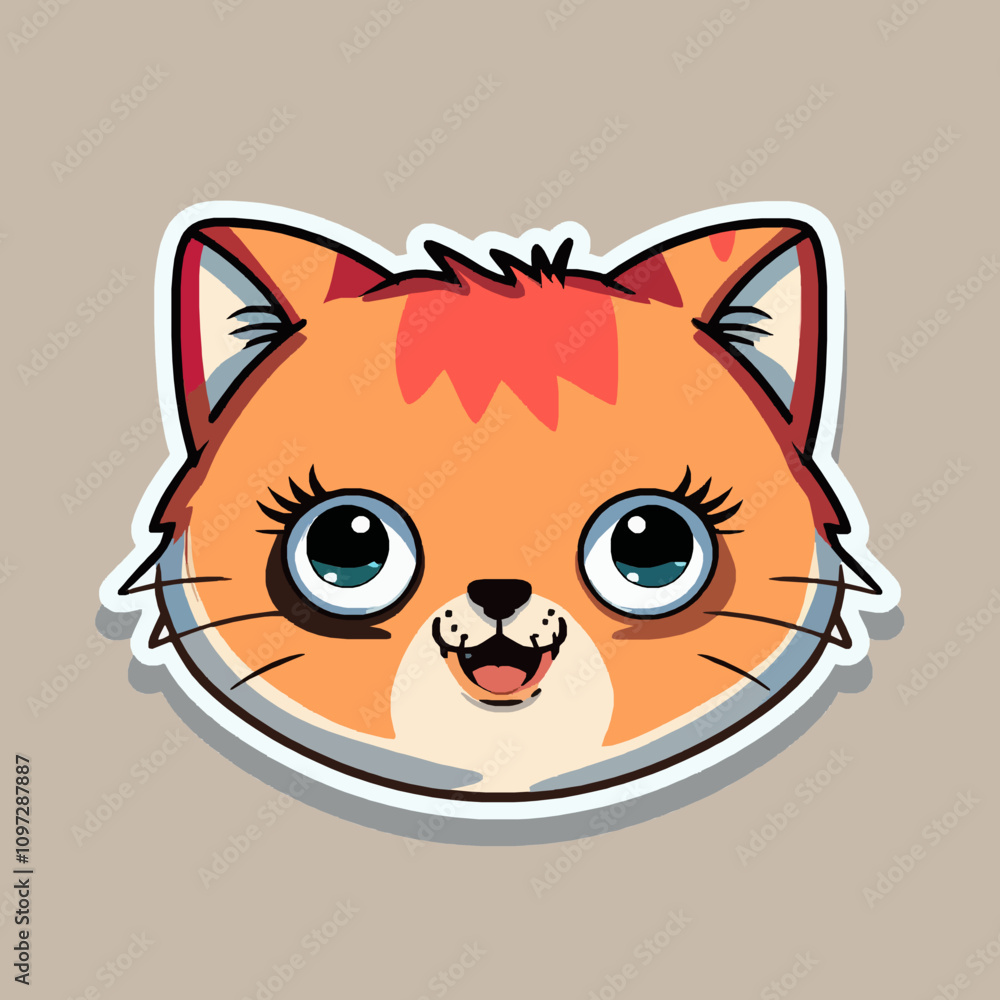 Fototapeta premium Adorable Cartoon Cat Illustration with Cheerful Expression
