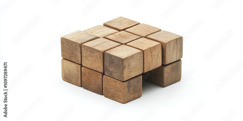 Wooden cube structure with unique design and natural finish Wooden cube structure with unique design and natural finish