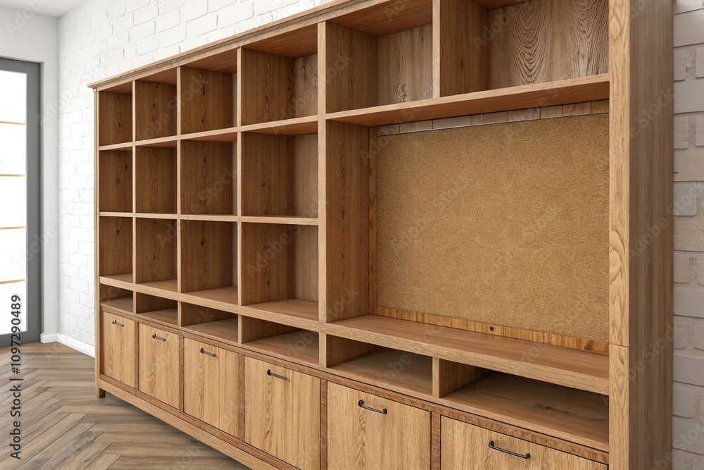 A wooden shelf and corkboard combination for storage and display, study aid, , office supply storage, desk accessories A wooden shelf and corkboard combination for storage and display, study aid, , office supply storage, desk accessories