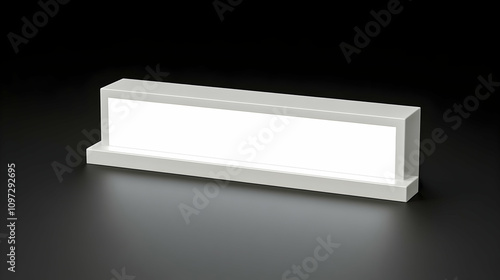 Wallpaper Mural Illuminated rectangular display shelf, white, modern, minimalist design, dark background. Torontodigital.ca