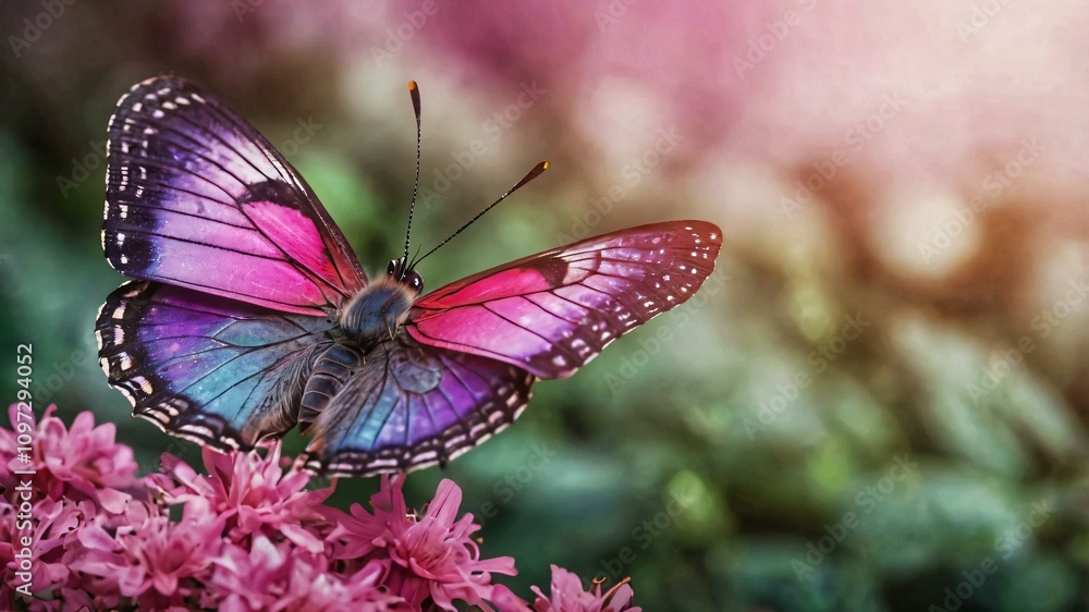 AI GENERATE background, A butterfly with wings of radiant gradients shifting from pink to violet AI GENERATE background, A butterfly with wings of radiant gradients shifting from pink to violet