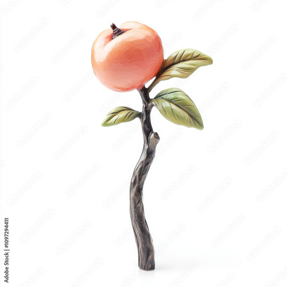 Fototapeta premium Longevity peach sculpture with vibrant colors and intricate details