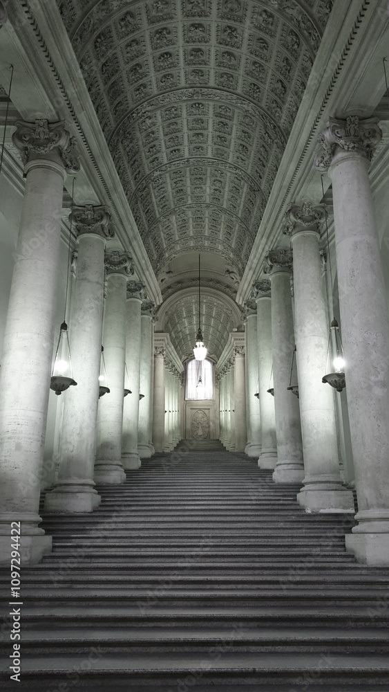 Fototapeta premium Marble staircase surrounded by columns