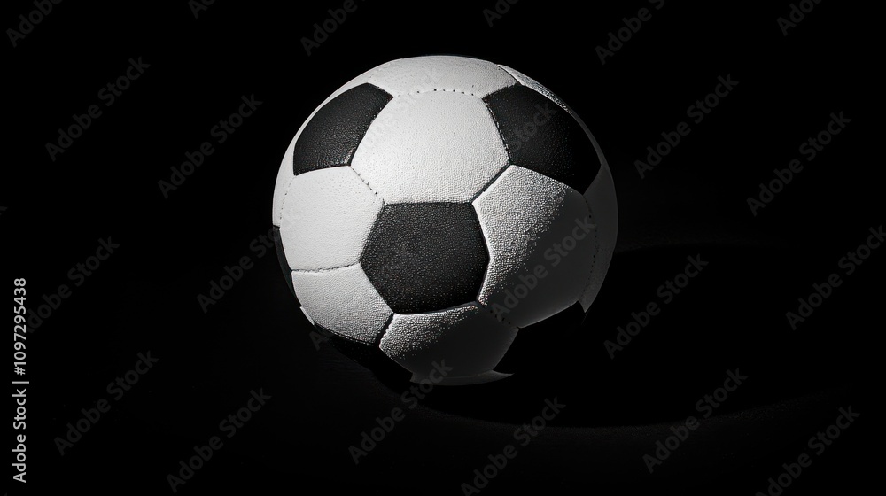 Classic Black And White Soccer Ball Isolated On Black Classic Black And White Soccer Ball Isolated On Black
