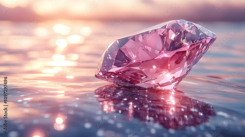 Pink Diamond on Water at Sunset: A Stunning Jewel Reflecting the Golden Hour Pink Diamond on Water at Sunset: A Stunning Jewel Reflecting the Golden Hour