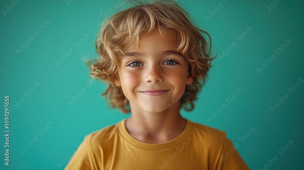 Portrait of a Happy Child with Curly Hair Portrait of a Happy Child with Curly Hair