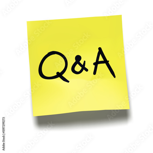 ‘Q&A’ written on yellow sticky note with cast shadow 