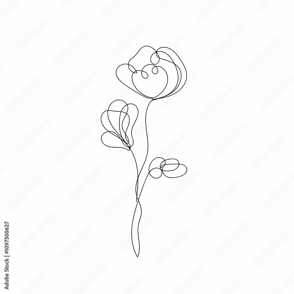 Rose flower line drawing vector Rose flower line drawing vector