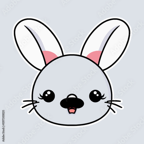 Adorable Cartoon Bunny Character Design Featuring Big Ears and Smile