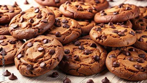 Soft Chocolate Cookies Isolated on White Background - Delicious Homemade Treats, Sweet Desserts, Baked Goods, Comfort Food, Gourmet Cookies, Chocolate Lovers' Delight, Tasty Snack