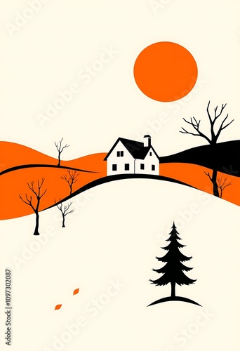 winter landscape with house