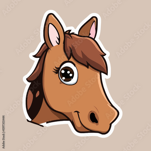 Charming Cartoon Illustration of a Playful Horse Face