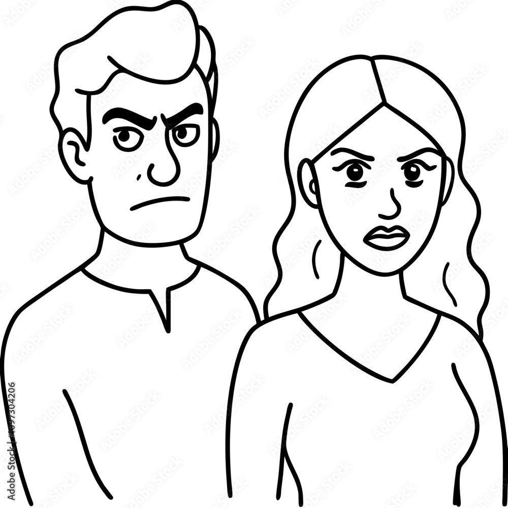 and drawn angry couple and drawn angry couple