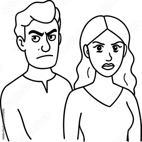 and drawn angry couple