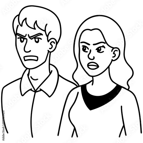 and drawn angry couple