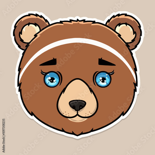 Colorful and Cute Bear Face Illustration Perfect for Kids