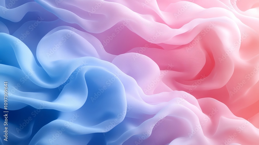 Delicate pastel pink and blue flowing fabric like shapes, blending softness, lightness, and minimalist abstraction for a serene and airy aesthetic Delicate pastel pink and blue flowing fabric like shapes, blending softness, lightness, and minimalist abstraction for a serene and airy aesthetic